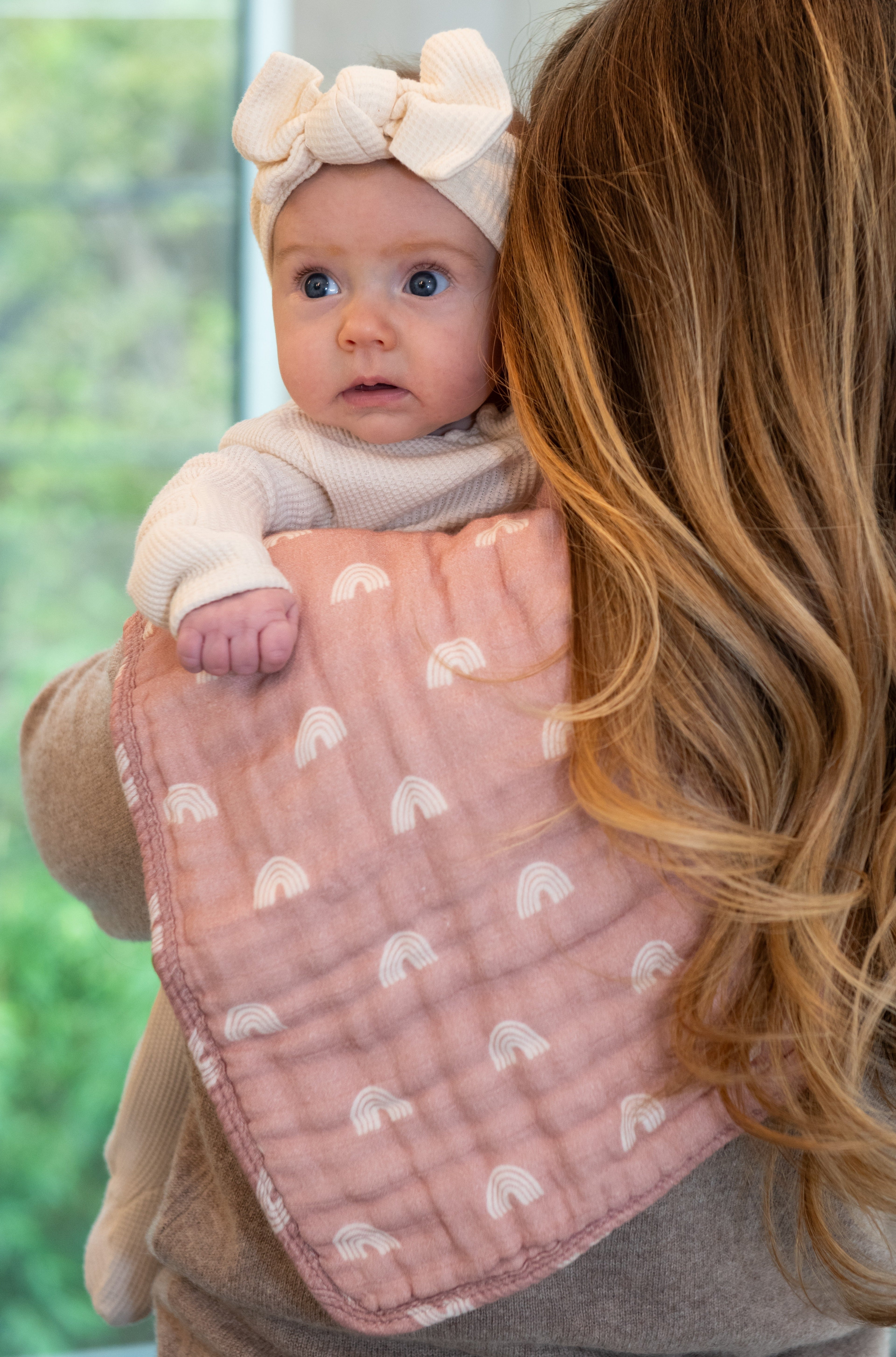 ORGANIC MUSLIN BURP CLOTHS, 3 PACK (DESERT PINK + IVORY)