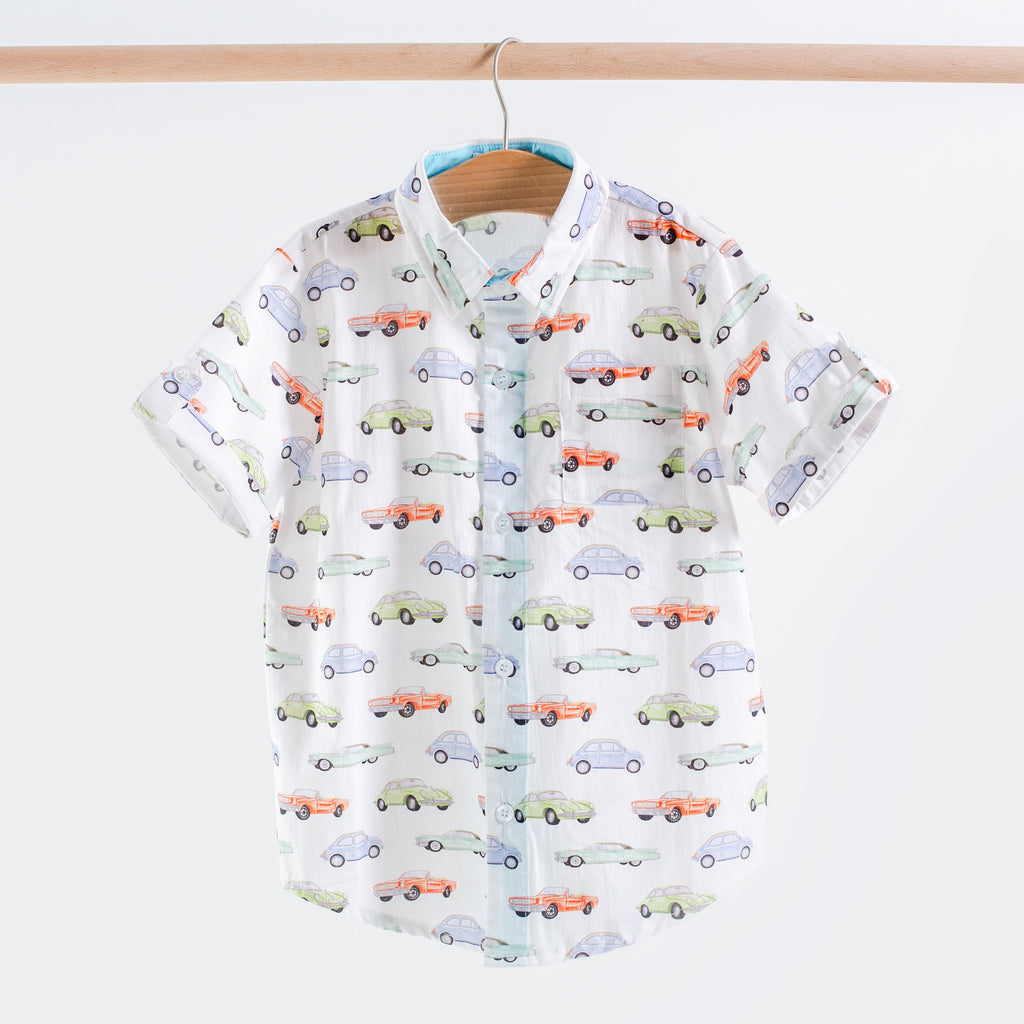 Vintage Road Trip Short Sleeve Collared Shirt